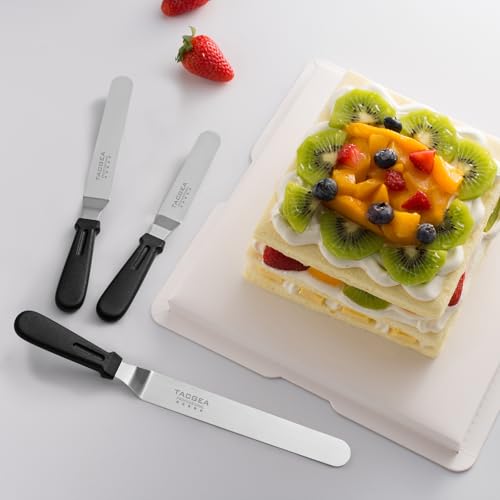 TACGEA Icing Spatula, Angled Offset Cake Spatula with 6", 8", 10" Stainless Steel Blade Set of 3