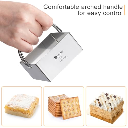 Husfunov Biscuit Cutter Set Square Cookie Cutters with Handle - size: 5pcs Square with handle