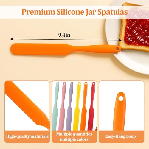 6 Pack Silicone Jar Spatula Small Silicone Spatulas Mini Jar Scraper for Peanut Butter, Mayo, Jams Flexible Kitchen & Baking Tools - color: 6 Full Colors