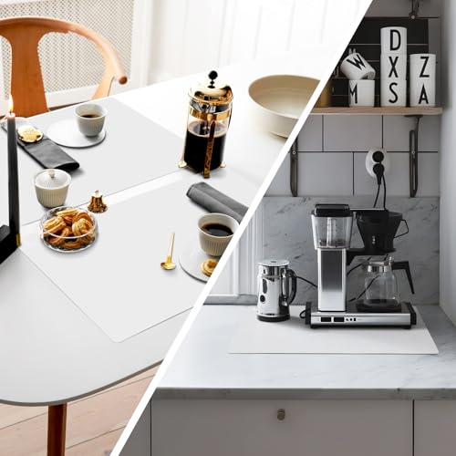Thick Silicone Counter Mat Large 23.4x15.6" for Kitchen Countertop Crafts - color: White Translucent