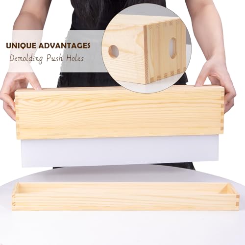 Silicone Soap Molds for Soap Making, 2.2L/77oz Soap Mold with Wooden Cover, Loaf Soap Making Tools - size: 2.2L/77oz-deep