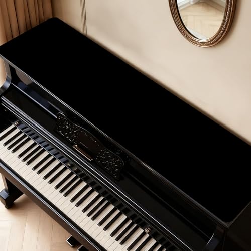 Piano Top Runner Mat, Non-Slip Rubber Bottom, Free Cut Top Protector Dust-Proof Covers for Piano Musical Instrument, Chiffonier, Chest of Drawers, TV Stand, Television Cabinet (Black, 61" x 13.8") - color: Black
