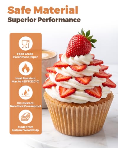 Bake Choice 100pcs Super Jumbo Cupcake Liners for Baking, EU 65GSM Paper - color: Natural, size: Super Jumbo Size