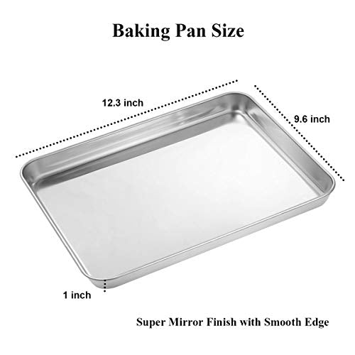 Wildone Baking Sheet with Silicone Mat Set, Set of 4 (2 Sheets + 2 Mats), Wildone Stainless Steel Cookie Sheet Baking Pan with Silicone Mat, Size 12 x 10 x 1 inch, Non Toxic & Heavy Duty & Easy Clean - size: 12 x 10 x 1 inch