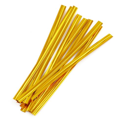 Gold Metallic Twist Ties 100 Yards – Heavy Duty Metal Twist Ties Roll for Bread Bags, Coffee Bags, Treat Bags, Garden Plants, Gift Wrapping, Crafts, Baking, and Cable Organization - color: gold
