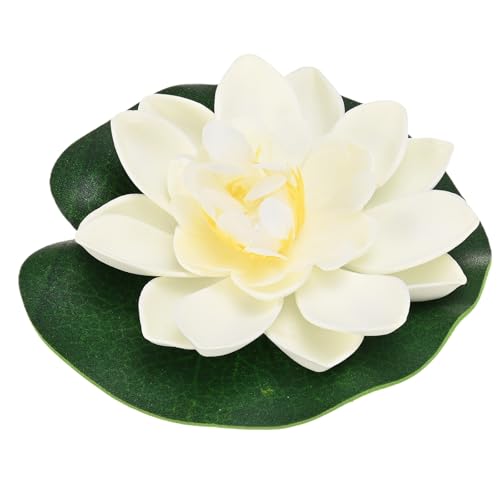 M METERXITY 1-Set Artificial Floating Lotus Flower 4 inch, Cream White - color: Cream White, size: 3.9 Inch