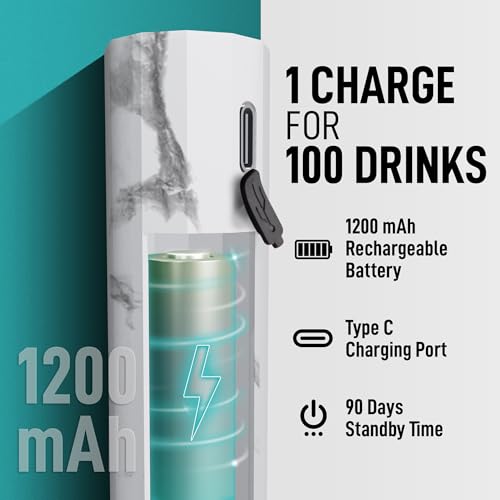 Zulay Froth N Go Milk Frother – Rechargeable 3-in-1 Handheld Frother Wand with Travel Case & USB-C Charger – Single, Double & Egg Whisk for Latte, Cappuccino, Matcha, Protein Shakes - Frosted Marble - color: Frosted Marble, size: Rechargeable Frother