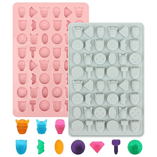 2Pcs Gummy Candy Molds Silicone, Chocolate Molds Hero with 48 Mini Cavities