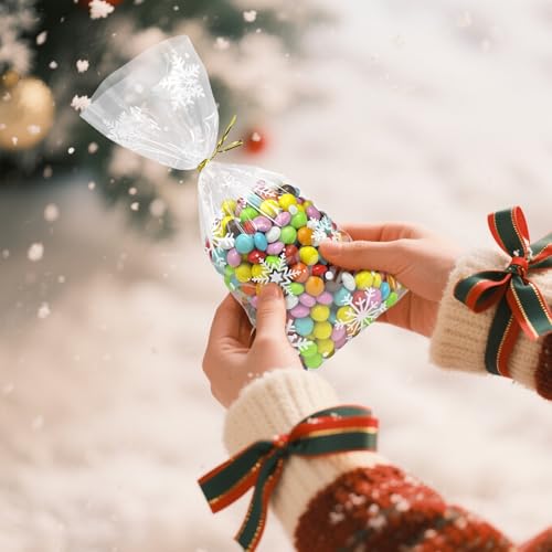 Morepack Snowflake Cellophane Bags 5x11In 120Pcs Clear Christmas Treat Bags - color: Snowflake