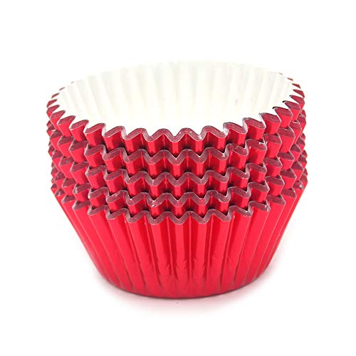 Standard Red Foil Cupcake Liners Muffin Baking Cups for Party and More, 100-Count - color: Red