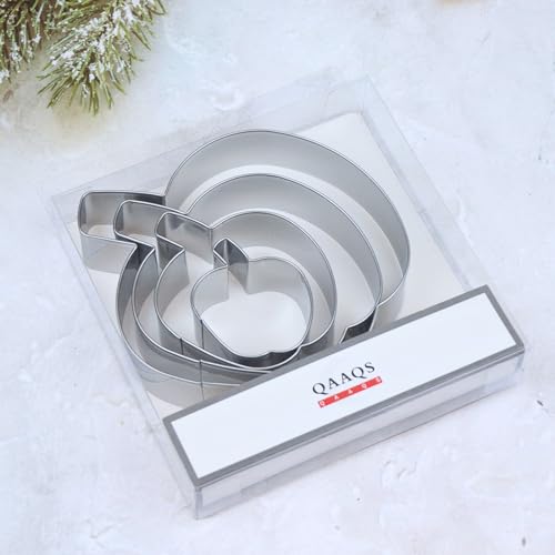 Apple Cookie Cutter Set Large Small Mini - 5 inch, 4 inch, 3 inch, 2 inch - 4 Piece Fruit Cookie Cutters Shapes Fondant Biscuit Clay Mold- Stainless Steel - color: Apple