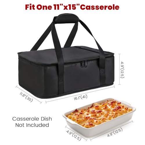 Bodaon Insulated Casserole Carrier Bag for Hot or Cold Food Transport Black - color: Black