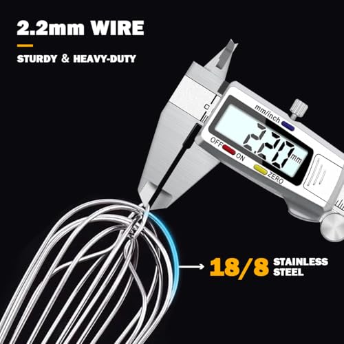 18/8 Stainless Steel Large Whisk, 15.5 inch Heavy Duty Long Whisk Suitable for Deep Pots or Big Bowl, Mixing, Beating, Blending - size: 15.5 INCH