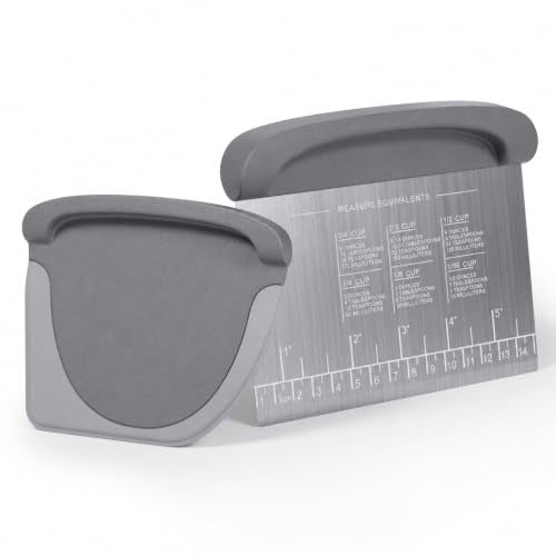 2 IN 1 Upgrade Bench Scraper, Dough Scraper, Stainless Steeel with Scale - color: Gray