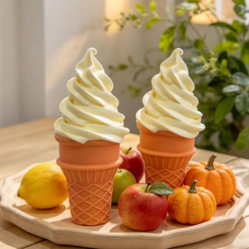 2PCS Fake Ice Cream Cone Prop for Bakery Display (White) - color: White, size: 2pcs