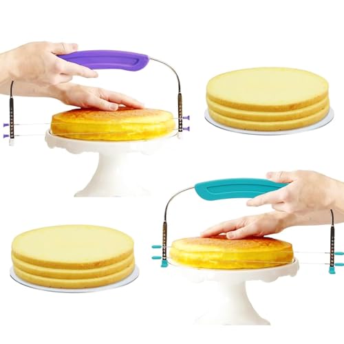 Adjustable Cake Leveler 2-Wire purple and sea blue Cake Slicer Leveler 2-Wire