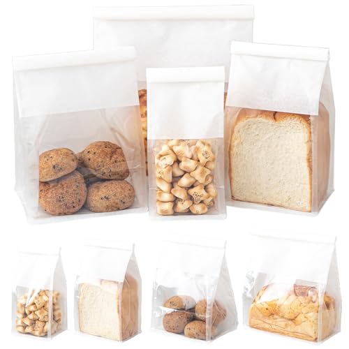 50Pcs Mini Size White Paper Bakery Bags with window 9.5x3.9x3.5 Inch - color: White, size: X-Small