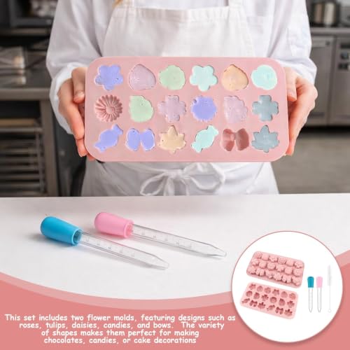 Flower Candy Molds Silicone 2PCS Daisy Rose Tulip Baking Set