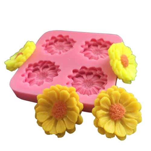 4-Piece 3D Daisy and Rose Silicone Fondant Mold Set - style: 4flowers molds