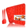 Silicone Muffin Pan Cupcake Set, Non-Stick Regular 12 Cups and Mini 24 Cups,Silicone Baking Molds,BPA Free Muffin Tin with 1 Silicone Spatula & 1 Oil Brush (Red) - color: Red