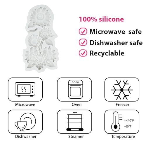 Flower Silicone Dahlia Peony Chrysanthemum Flower Fondant Mold - color: Style L