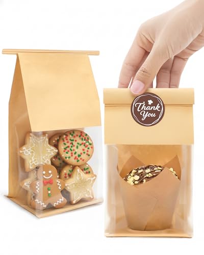 Bake Choice 50 Pcs Small Cookie Bags with Seal, 3.9x3.1x8.2" Bakery Bags