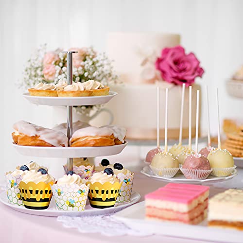 Tenare 48 Pcs Honey Bee Cupcake Wrappers for Bee Party Baking Decor