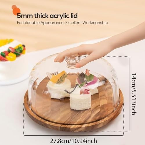 cutesun 11in Acrylic Cake Dome Cover, Clear Lid Only for 10.4in Cake Stand