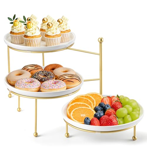 Tiered Serving Tray for Party, 10 Inch Dessert Display Stand, Gold - color: Gold