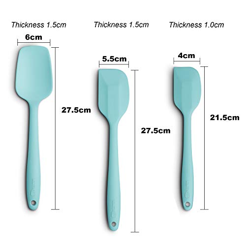 3-Piece Silicone Spatula Set, 600°F Heat Resistant, Aqua Sky - color: E-Aqua Sky