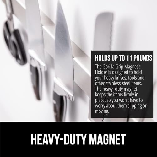 GORILLA GRIP 304 Stainless Steel Magnetic Knife Holder Strip, 24 Inch - size: 24 Inch