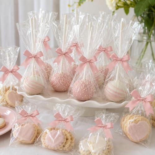 50 Pcs Twist Tie Bows for Treat Bags and Gift Wrapping, Dusty Pink - color: Dusty Pink
