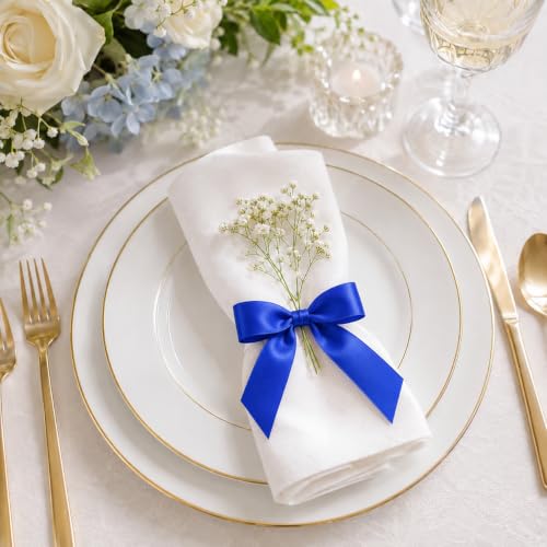 50 Pcs Satin Bows with Twist Ties, 2.5 Inch Gift Wrapping Bows, Royal Blue - color: Royal
