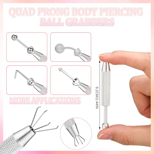 Threlaco Piercing Taper Ball Grabber Tool for Changing Jewelry 18G-Flat Back Earrings Applicator Tool, Body Piercing Kit for Ear Nose Lip
