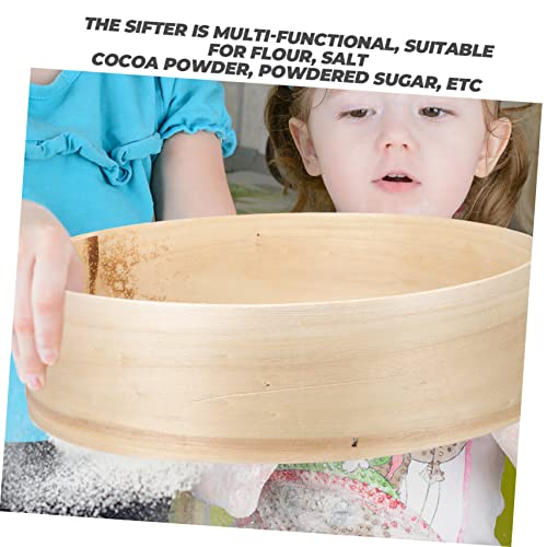 Wooden Flour Sifter Fine Mesh Sieve Baking Tool for Household Use Multi-functional Kitchen Strainer for Flour Cocoa Powder and Sugar