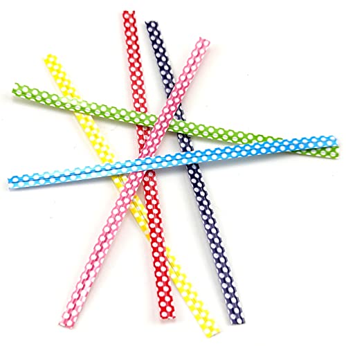 600 Pcs 6 Colors Twist Ties 4 Inch Packaging Twist Ties with Dots for Cello Bags Treat Bags Gift Packaging Bread Cookie Candy Cake Bags