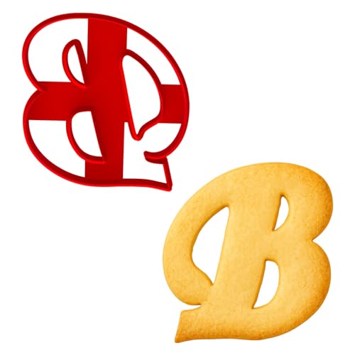 Mighty Gadget Fancy Cursive Letter A to Z Cookie Cutter - 4" Tall Alphabet Baking Mold (Random Color) (B) - color: B