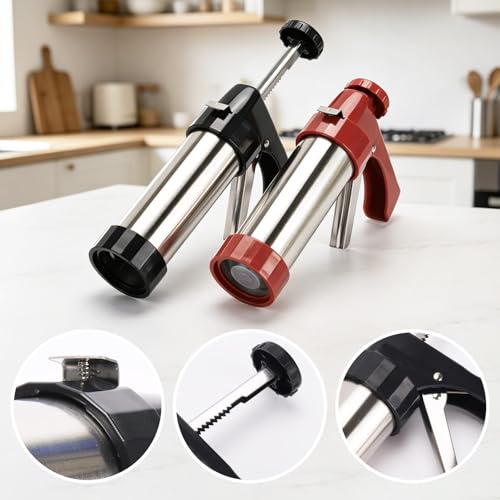 2 Sets Churro Maker Machine, Stainless Steel Cookie Press Gun Kit Churros Maker with 16 Nozzles, 19 Discs Perfect for DIY Decorating Cookies