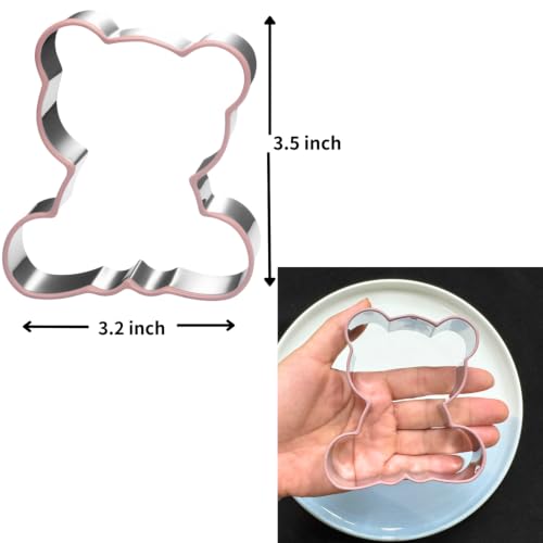 LUBTOSMN Bear Cookie Cutter, 3.5 Inch Silicone Rim Baking Cutter