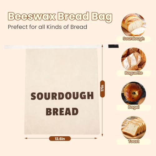 Bread Bags for Homemade Bread,Beeswax Bread Bags for Sourdough-2packs