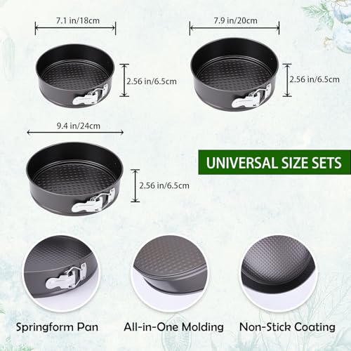 Springform Pan, Nonstick Cake Pan, Round cheesecake pan with leak-proof non-stick bottom removable bakeware.3 pieces 3 sizes, 7" 8" 9" for Cakes, Cheesecakes, Pizzas and Quiches. - size: 7+8+9.5 Inches