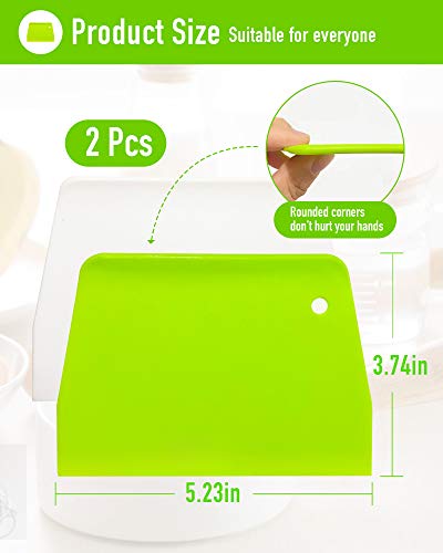 (2PCS) Dough Scraper Bowl Scraper ，Food safe Plastic Dough Cutter， Flexible Plastic Scraper Practical Bench Scraper Multipurpose Food Scrappers for Bread Dough Cake Fondant Icing