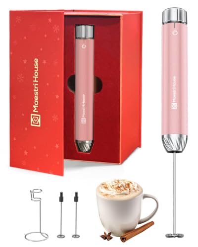 Maestri House LunaFro Max Rechargeable Milk Frother,Stepless Speed Control - color: Dusty Rose (Gift Box)