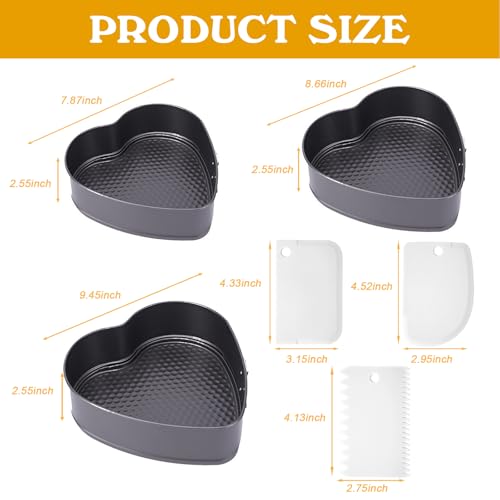 Heart Springform Pan Set, Not-Stick Cheesecake Pans with Removable Bottom