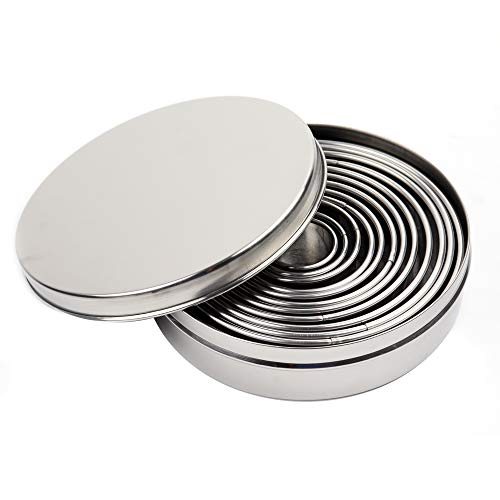 O'Creme Round Stainless Steel Plain-Edge Pastry Cookie Cutter Set of 12 Pieces - style: Plain-Round12