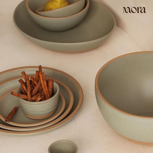 Mora Micro Ramekins Set of 4, 6oz Ceramic Pottery Baking Dishes - Microwave, Oven and Dishwasher Safe - Thyme - color: Thyme, size: Micro