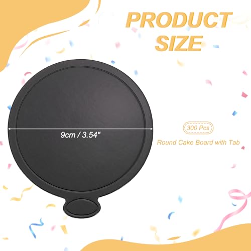 uxcell 300 Pcs Mini Cake Board w/Tab 4 Inch Cardboard Cake Base Black - color: Black, size: 4 Inch
