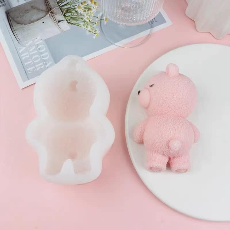 Lying Bear Fondant Mold Chocolate Molds Silicone, 3D Silicone Animal Mold for DIY Fondant, Dessert Baking, Jello, Candy, Cake Baking Decorating, Ice Cube, Soap,Resin