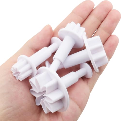 ZCZQC 4PCS Pastry Molds Small Daisy Shaped Piston Cutters Candy Cake Cupcake Decorating DIY Molds for Cutting Sugar Paste Fondant and Cookies
