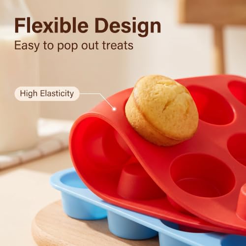 2 Pack 24-Cup Silicone Muffin Pan Nonstick Dishwasher Safe Food Grade